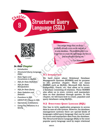 C H A P Ter Structured Query 9 Language (SQL) - NCERT