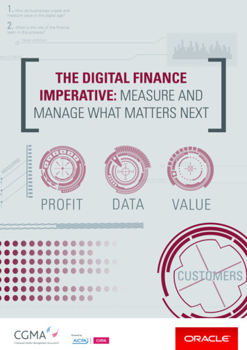 The Digital Finance Imperative: Measure And Manage What . - Oracle