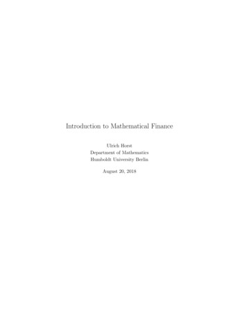Introduction To Mathematical Finance - Applied Financial Mathematics