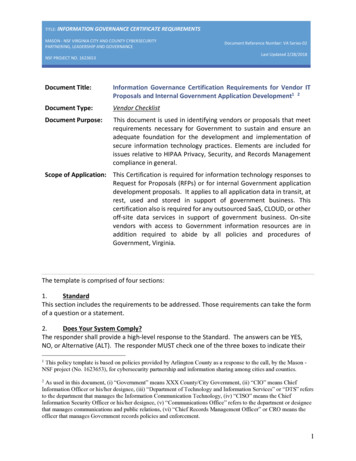 Document Title: Information Governance Certification Requirements For .