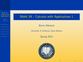 Math 3A - Calculus With Applications 1 - UC Santa Barbara