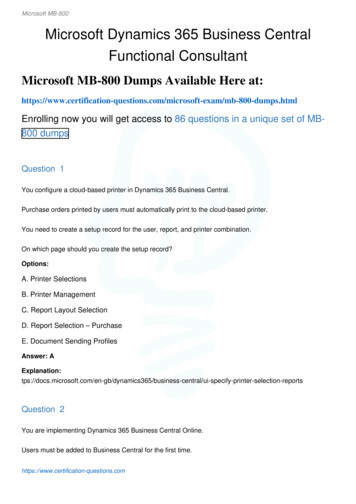 Microsoft MB-800 Microsoft Dynamics 365 Business Central Functional .