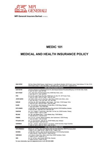 MEDIC 101 MEDICAL AND HEALTH INSURANCE POLICY - MPI Generali