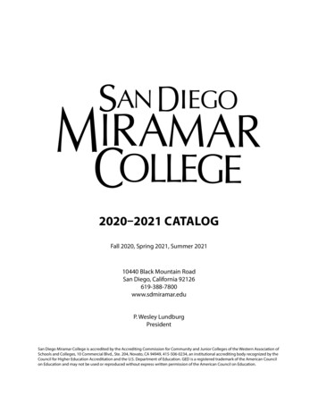 2020-2021 CATALOG - San Diego Miramar College