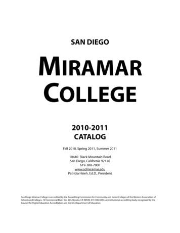 SAN DIEGO MIRAMAR COLLEGE - San Diego Community College District