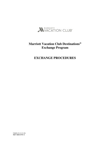 Marriott Vacation Club Destinations Exchange Program EXCHANGE PROCEDURES