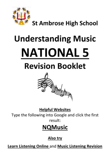 Understanding Music NATIONAL 5 - Music Department At St Ambrose High School