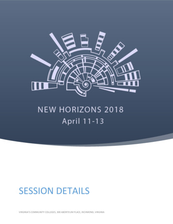 SESSION DETAILS - VCCS New Horizons Conference