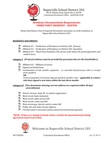 Residency Documentation Requirements THIRD PARTY RESIDENT RENTER