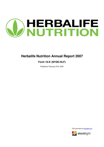 Herbalife Nutrition Annual Report 2007 - Stocklight 