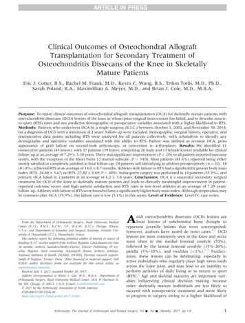 Clinical Outcomes Of Osteochondral Allograft Transplantation For .