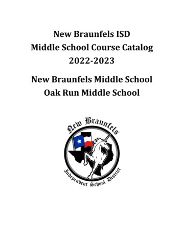 New Braunfels ISD Middle School Course Catalog 2022-2023 New Braunfels .