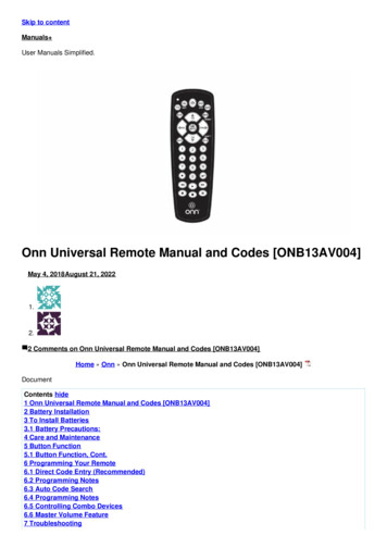 Onn Universal Remote Manual And Codes [ONB13AV004] - Manuals 