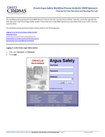 Oracle Argus Safety Workflow Process Guide For DMID Sponsors - DMID-CROMS