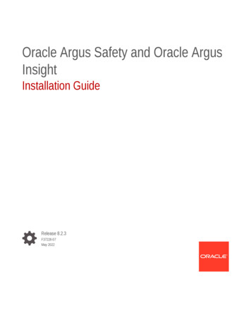 Insight Oracle Argus Safety And Oracle Argus Installation Guide