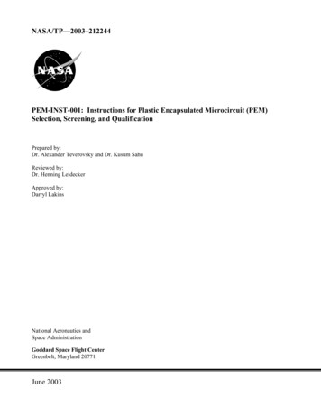 PEM-INST-001: Instructions For Plastic Encapsulated Microcircuit . - NASA