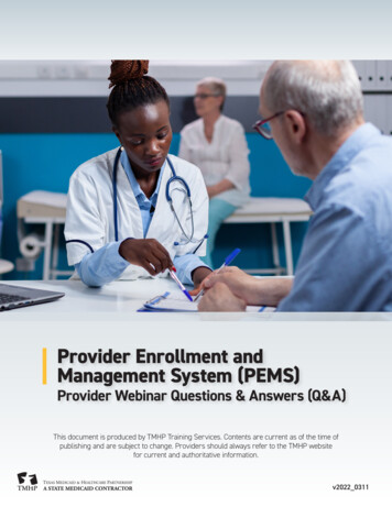 Provider Enrollment And Management System (PEMS) - TMHP