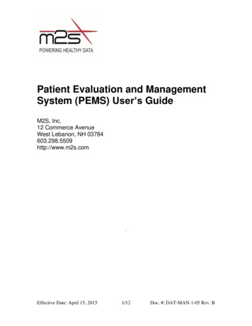 Patient Evaluation And Management System (PEMS) User's Guide - M2S