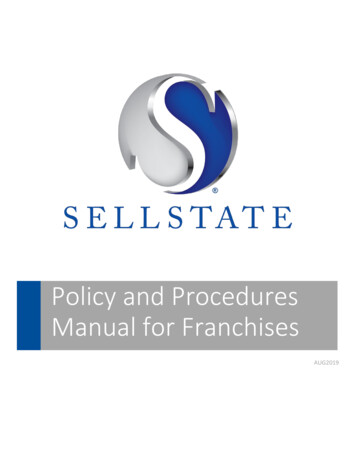 Policy And Procedures Manual For Franchises - Sellstate 