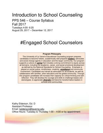 Introduction To School Counseling - LaFetra College Of Education