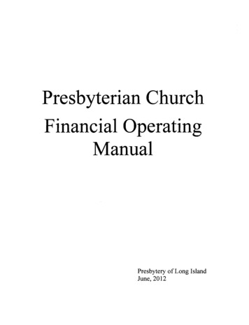 Presbyterian Church Financial Operating Manual