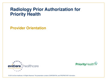 Radiology Prior Authorization For Priority Health - EviCore