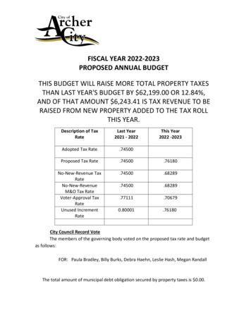 Fiscal Year 2022-2023 Proposed Annual Budget