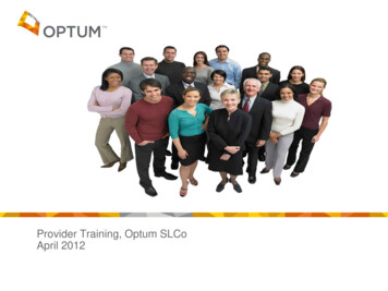 Provider Training, Optum SLCo April 2012