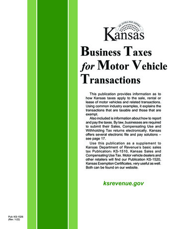 Business Axes For Motor Ehicle Transactions - Ksrevenue.gov
