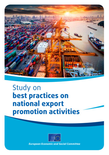 Study On Best Practices On National Export Promotion Activities