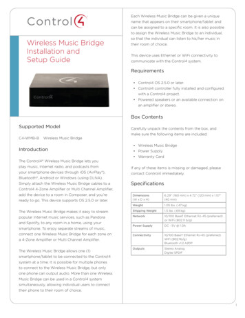 Wireless Music Bridge Installation And Setup Guide - FCC ID