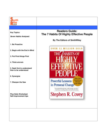 Readers Guide: The 7 Habits Of Highly Effective People