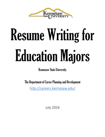 Resume Writing For Education Majors - Kennesaw State University