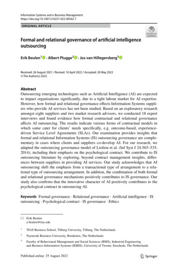 Formal And Relational Governance Of Artificial Intelligence Outsourcing