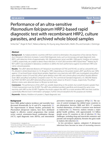 Performance Of An Ultra-sensitive Plasmodium Falciparum HRP2-based .