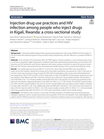 Injection Drug Use Practices And HIV Infection Among People Who Inject .