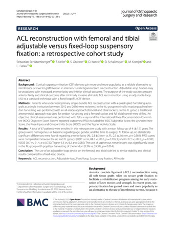 ACL Reconstruction With Femoral And Tibial Adjustable Versus Fixed-loop .