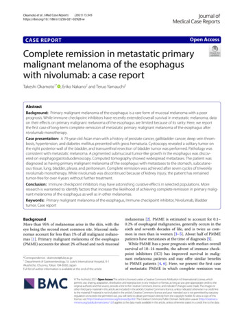 Complete Remission In Metastatic Primary Malignant Melanoma Of The .