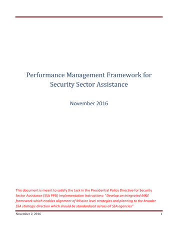 Performance Management Framework For Security Sector Assistance