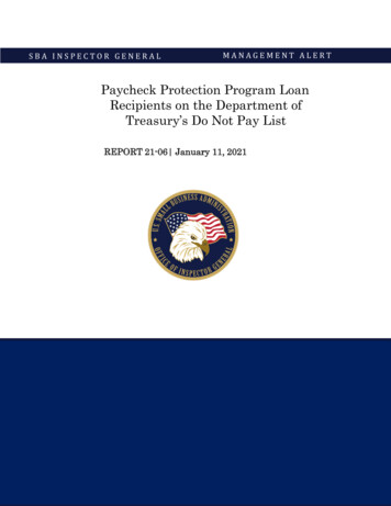 Paycheck Protection Program Loan Recipients On The Department Of .