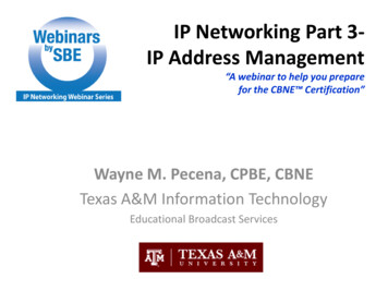 IP Networking Part 3- IP Address Management - Sbe 