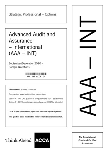 AAA - INT - Association Of Chartered Certified Accountants