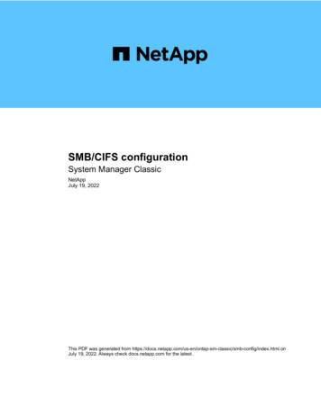 SMB/CIFS Configuration : System Manager Classic - NetApp