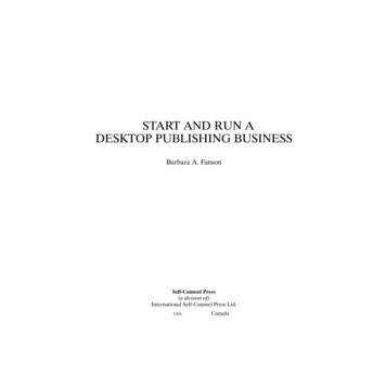 START & RUN A DESKTOP PUBLISHING BUSINESS - Self-Counsel