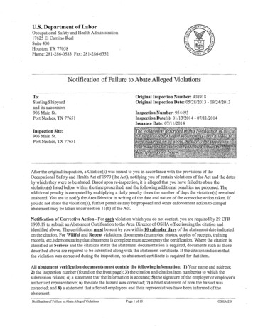 Notification Of Failure To Abate Alleged Violations