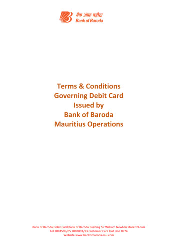 Terms & Conditions Governing Debit Card Issued By Bank Of Baroda .