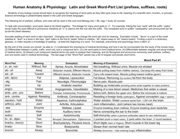 Human Anatomy & Physiology: Latin And Greek Word-Part List (prefixes .