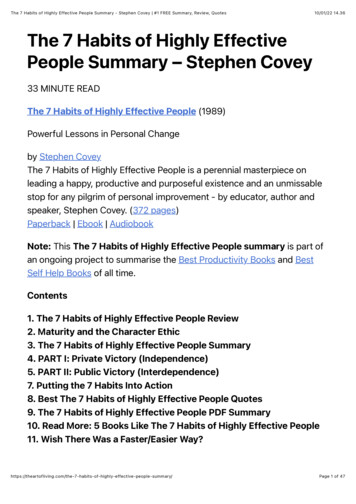 The 7 Habits Of Highly Effective People PDF Summary