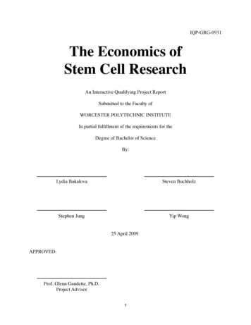 The Economics Of Stem Cell Research - Worcester Polytechnic Institute
