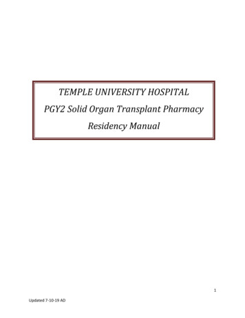 TEMPLE UNIVERSITY HOSPITAL PGY2 Solid Organ Transplant Pharmacy .